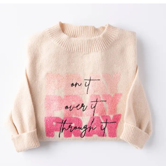 Love In Faith Sweaters - NWT Love In Faith Women's XL Cream Pray Pray Pray Sweater